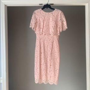 ASOS pale pink midi lace dress